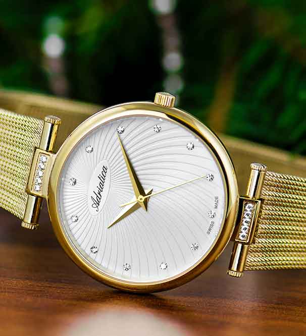 Gold Watch with White Dial