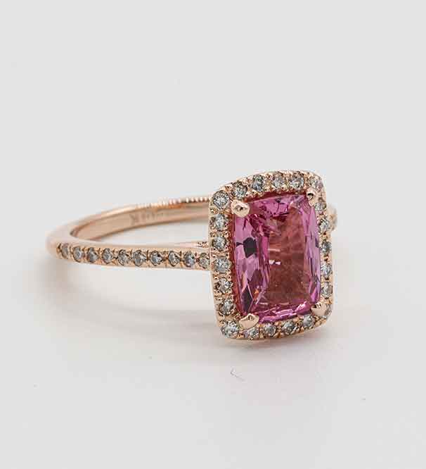 Gold Ring with Pink Stone